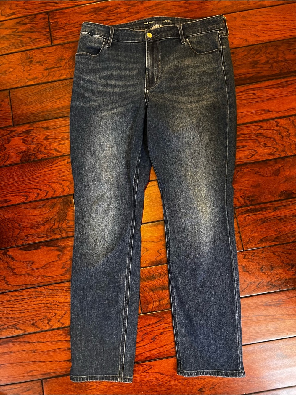 Old Navy Women's Dark Blue Wow Straight High Rise Jeans